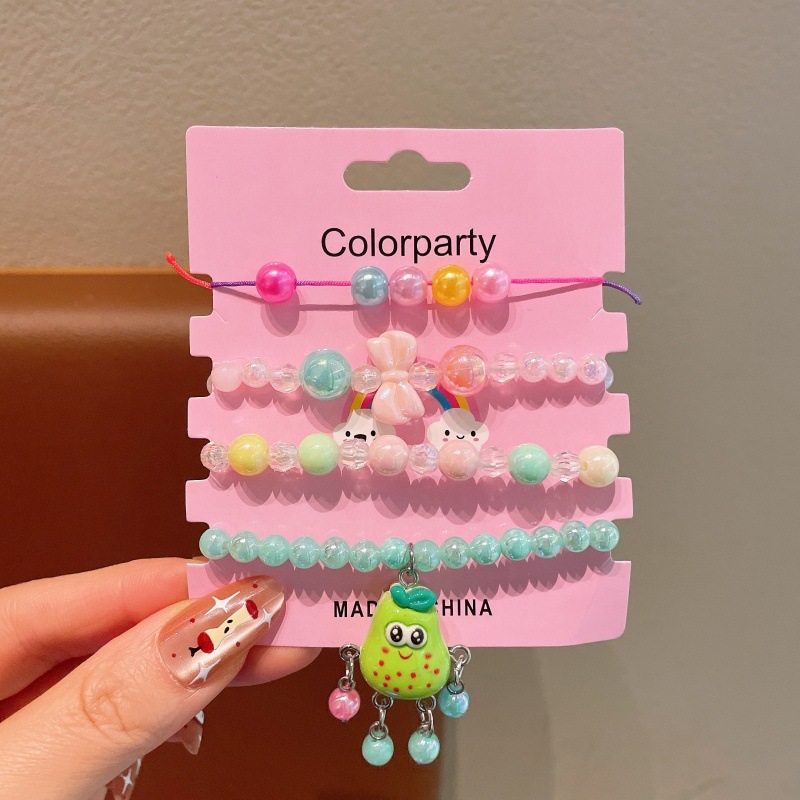 Set de pulseras de acrílico para niños con cuentas de frutas coloridas – joyería versátil, venta caliente transfronteriza.