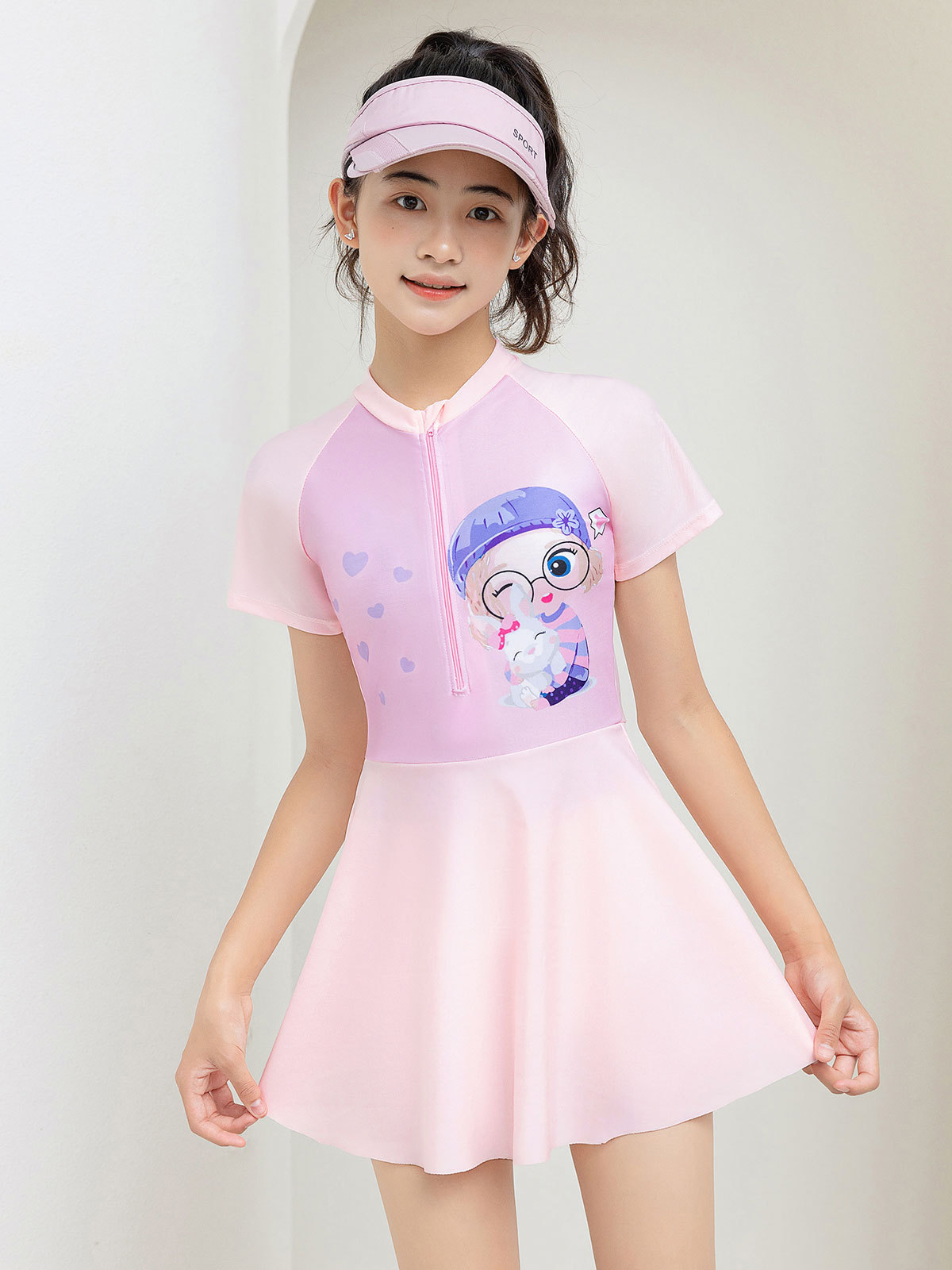 trajes de baño para niños niñas 2024 nuevo conjunto de entrenamiento profesional de secado rápido protector solar de mangas cortas trajes de natación para niñas