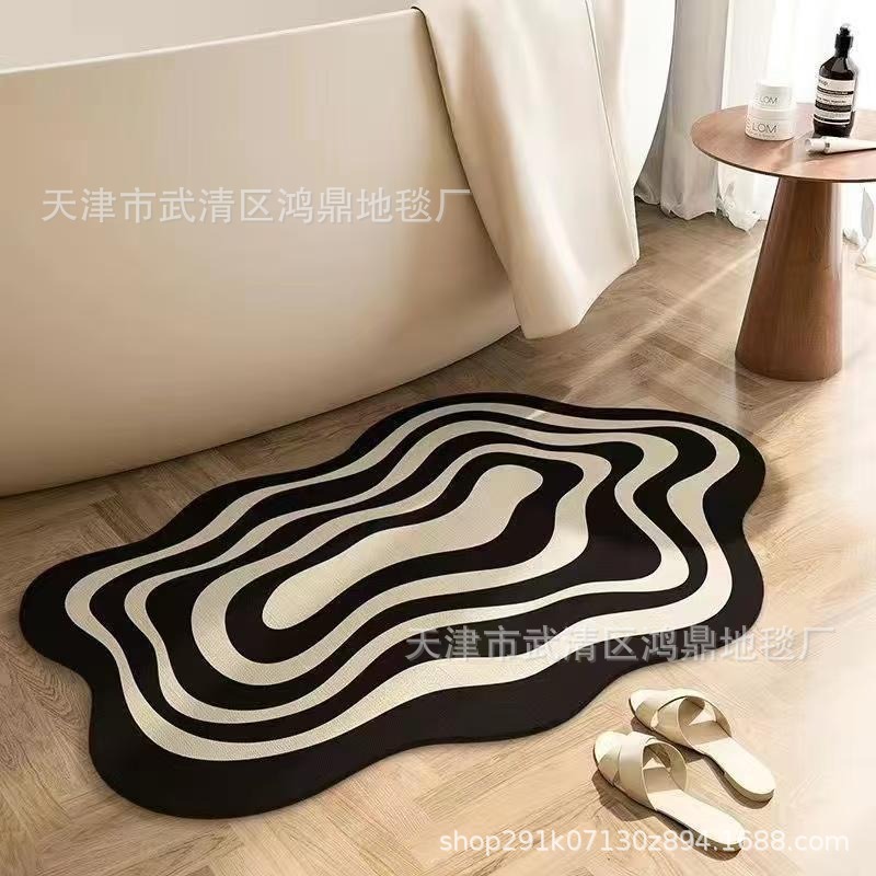 Modern Simple Striped Diatom Mud Floor Mat Bathroom Door Absorbent Non-Slip Anti-Dirty Wear-Resistant Foot Mat Ready for Sale