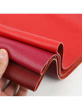 头层牛皮皮料大红色荔枝纹玫红酒红皮子沙发坐垫床头皮革面料