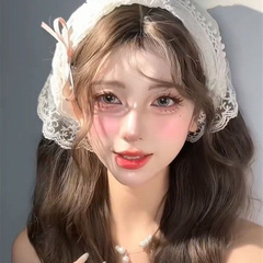 法式鏤空日系碎花森系田園頭巾蕾絲三角可愛簡約包頭時尚拍照髮帶