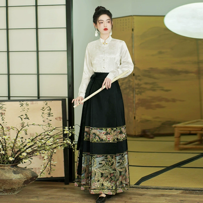 Оригинальный макияж имитация феникса цветочный тканый золотой конский костюм юбка женский новый китайский стиль жаккардовый новый топ