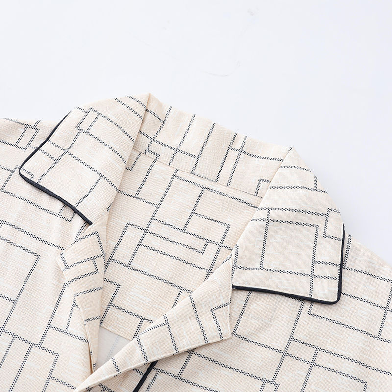 Pijamas de verano de algodón de manga corta para hombres, set de pantalones largos, set de ropa casera delgada de verano se puede usar fuera de dos piezas