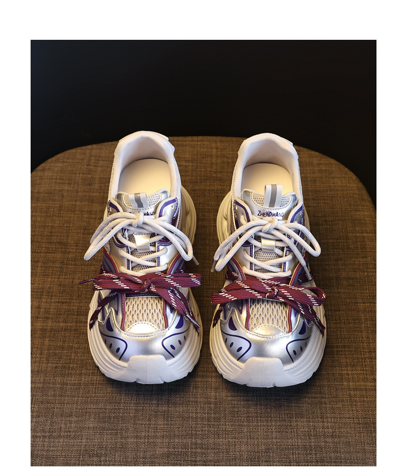 Giày sneaker nữ đế dày chunky lưới thoáng khí tăng chiều cao — màu trắng chi tiết 19