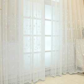 绣花纱帘遮光韩式透光不透人高级感现代轻奢防晒窗纱卧室客厅阳台