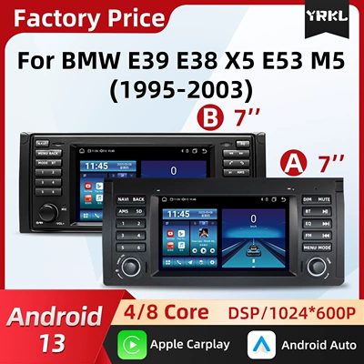 Suitable for BMW 5 Series E39 X5 E53 7inch Car-mounted central control large screen navigation reversing camera Bluetooth radio