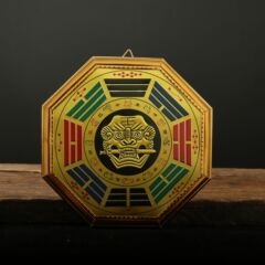 金邊獸頭八卦鏡虎頭八卦鏡擺件工藝品金邊獸頭獅咬劍八卦鏡掛件