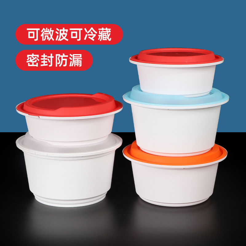 Lvbaokang caja de embalaje desechable tazón hebilla antirrobo lonchera caja de plástico gruesa redonda para llevar con tapa al por mayor