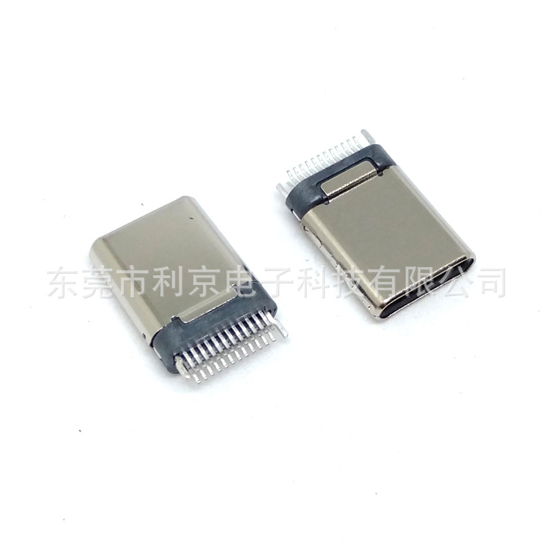 TYPE C公头夹板式24P侧面铆合冲压外壳USB3.1夹板0.8mm正反插公头-阿里巴巴