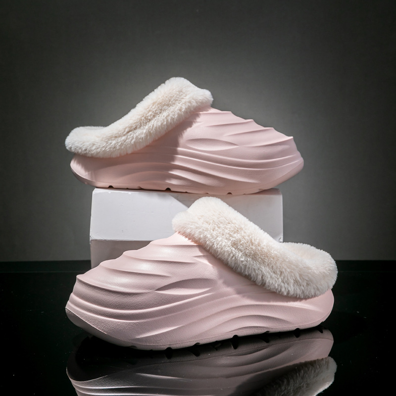 New Velvet Warm Cotton Shoes, Thick-Soled Winter Cotton Slippers, Home Couple Cotton Shoes, Non-Slip and Comfortable for Outer Wear