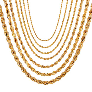 Cross-border hot-selling high-end square buckle titanium steel twist necklace for women, European and American fashion personality, cold style twisted chain collarbone chain