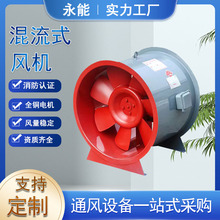 耐高温消防排烟风机双速大风量低噪音地下车库防爆混流风机静音