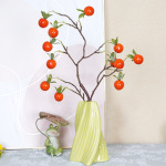 柿子假花仿真柿子仿真花拍摄道具石榴玄关摆件红果发财果果树枝条