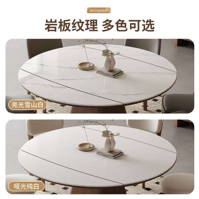 Mesa de comedor de madera sólida de estilo crema medieval mesa redonda de tabla de roca de comedor combinación de mesa redonda telescópica plegable cuadrada mesa redonda variable tipo de casa pequeña
