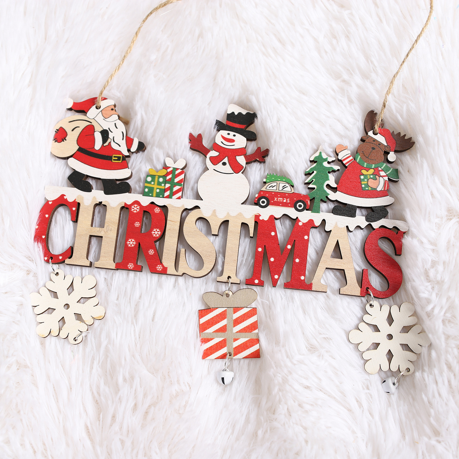 Cross-Border New Christmas Decorations Wooden Christmas Tree Pendants Creative Christmas Pendants Wooden Crafts Door Hangings