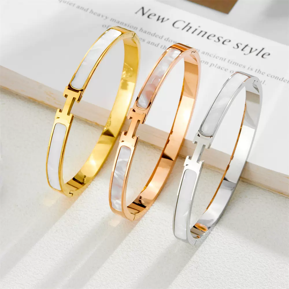 韩版热销新款钛钢玫瑰金H字母手镯女时尚小众设计轻奢饰品首饰批