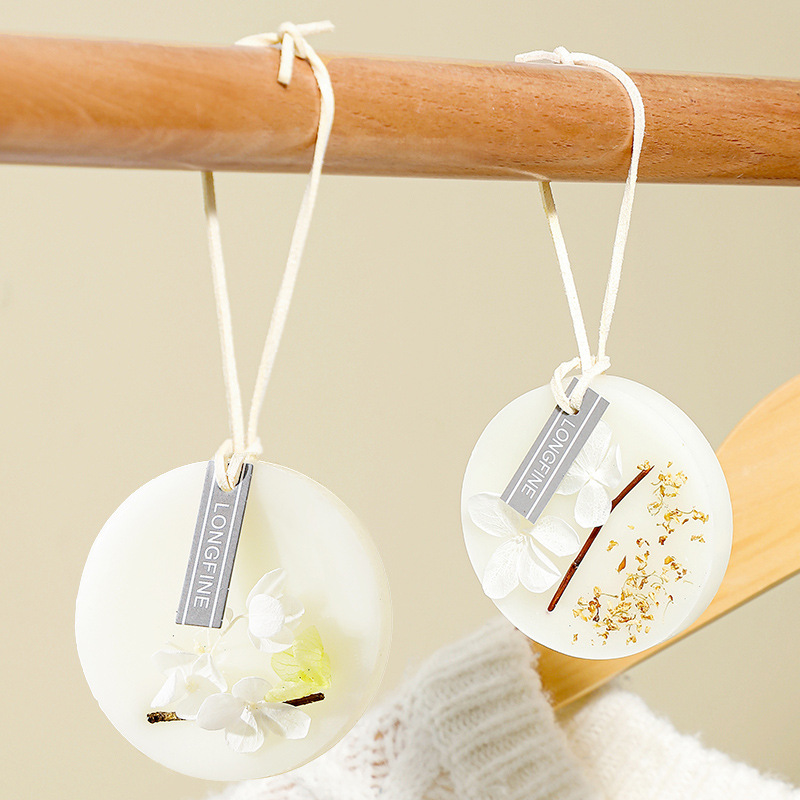 栀子花桂花圆形干花香薰蜡片 衣柜香氛悬挂香薰片空气清新香片