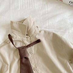 Children's College Style Spring Shirt for Kids, Baby Spring Clothing for Boys, Long Sleeve Clothing for Girls, Tie Style Fashion Outfit