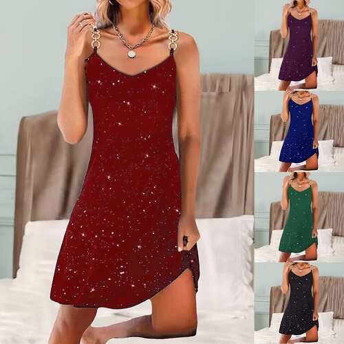 2025 Western and European Spring and Summer Fashion Women's Embroidered Crystal Tank Top Sexy Elegant Dress Solid Color Evening Gown