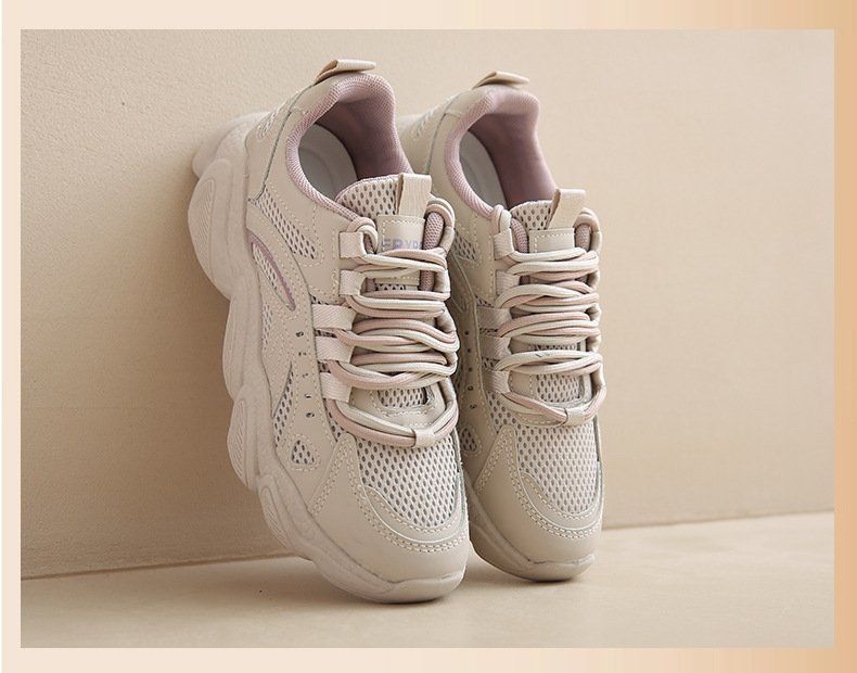 INS Korean Version Mesh Low Top Dad Shoes 2023 Autumn New Breathable Student Sports Increase Leisure_voghion.com