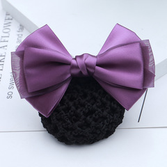 Professional Head Flower Hair Net Scarf Korean Snow Fabric Headband with Butterfly Bow Hair Accessory Flight Attendant Bank Hospital Work Hair Clip