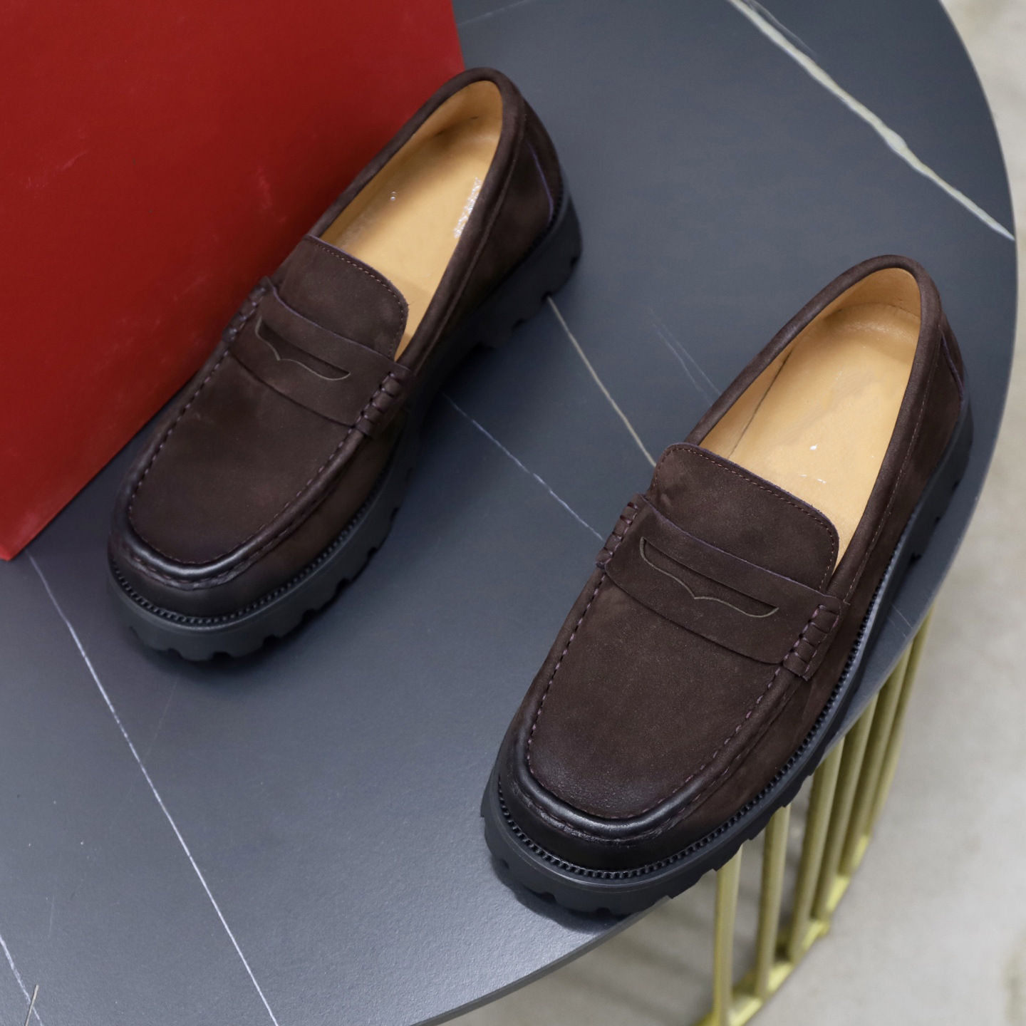 Quality Shoes Spring Summer New Retro Old Money Style Loafers Big Toe Brown Suede Shoes Men_vogvips.com