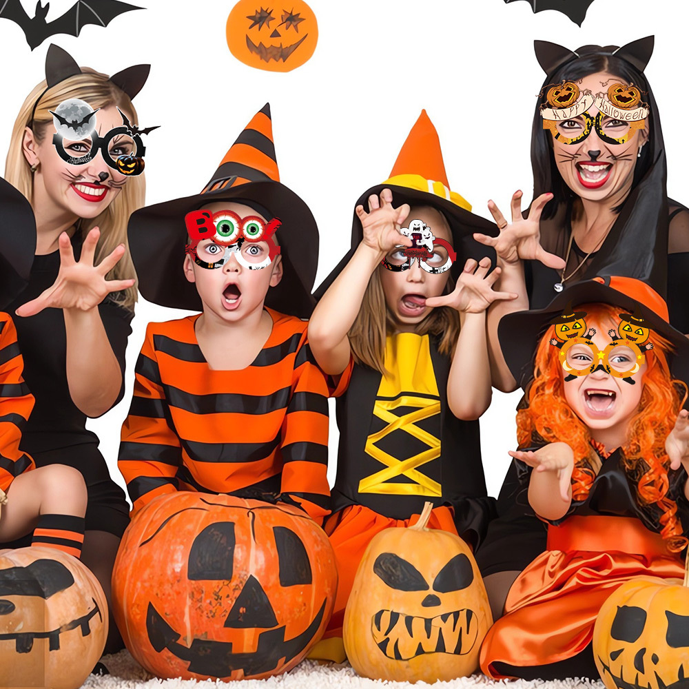 Nuevo Halloween gafas de papel niños adultos danza fiesta decoración suministros dibujos animados fantasma calabaza gafas