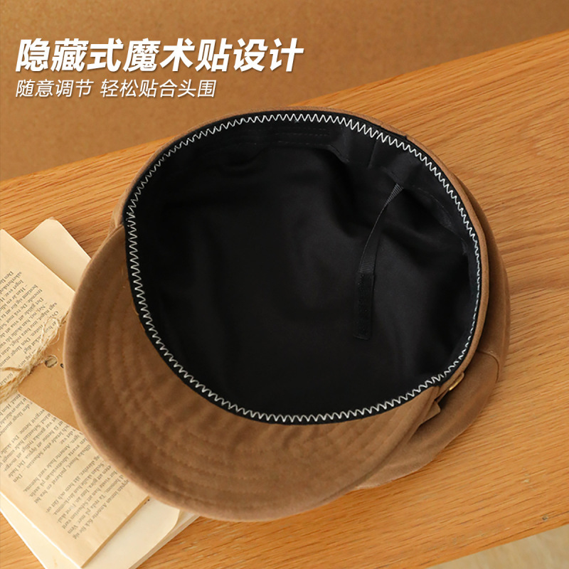 秋冬天复古海军风帽子高级感麂皮绒平顶报童帽女生韩系百搭画家帽|undefined