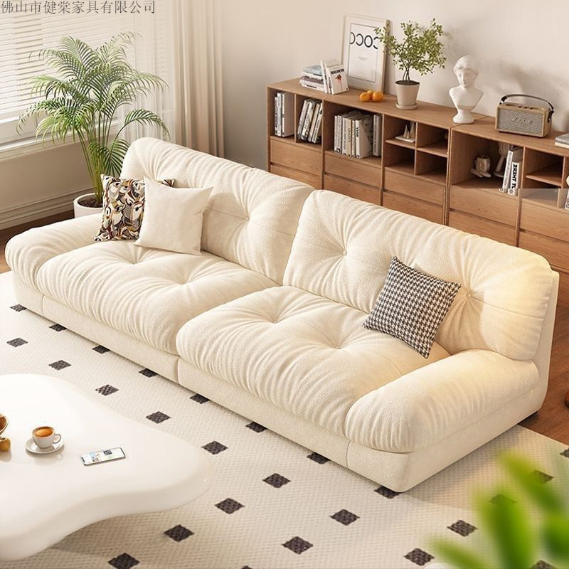 Sofa Living Room Small Apartment Rental Apartment Bedroom Double or Three Person Straight Row Cloud Lazy Fabric Sofa New Style