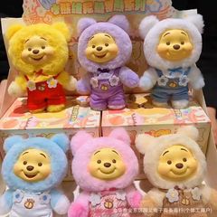 热销小熊维尼马卡龙系列之搪胶盲盒毛绒潮趣玩偶手办挂件工厂批发