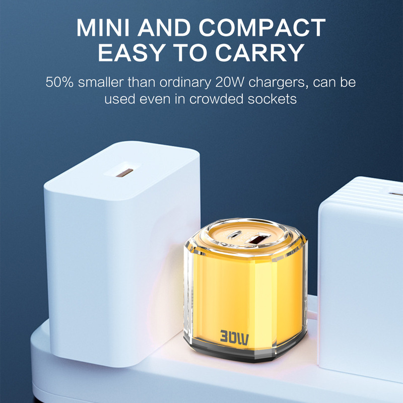 Fast Charging Charger with 30W A+C Multi-Port Yellow Round Shell 1Usb+1Pd Mobile Phone Charging Head European, American and British Regulations Fast Charging Charger with 30W A+C Multi-Port Yellow Round Shell 1Usb+1Pd Mobile Phone Charging Head European, American and British Regulations
