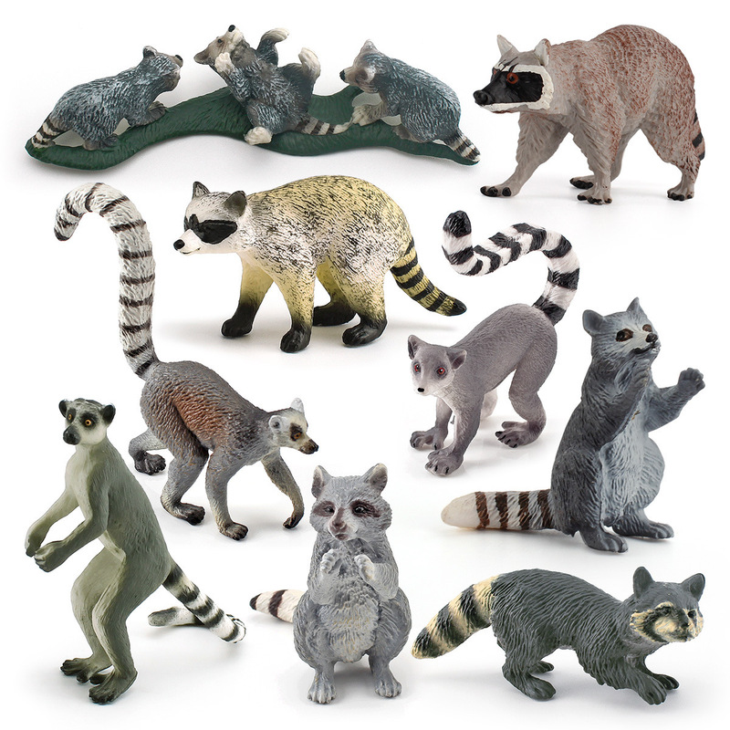 Cross-Border Children's Simulated Wild Animal Raccoon Ring-Tailed Lemur Model Mini Pipi Bear Desktop Ornament Toy