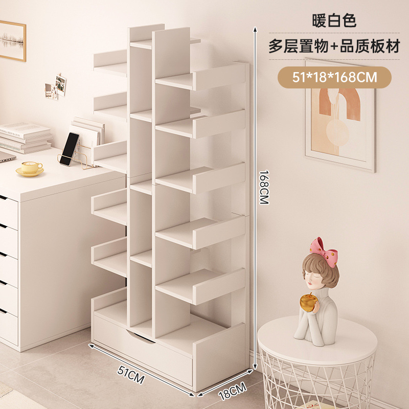 Estante de libros simple estante de piso pequeño estante de libros contra la pared estante de almacenamiento de sala de estar estante de almacenamiento gabinete de oficina