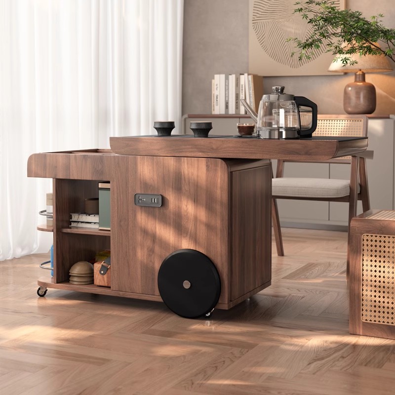 Estilo antiguo, tablero de roca móvil, mesa lateral, sala de estar, carrito pequeño, sofá, gabinete de té, balcón, pequeño gabinete lateral de almacenamiento de madera maciza