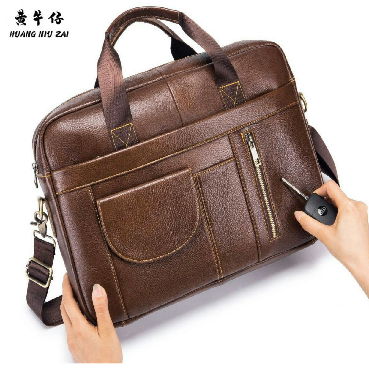 男士真皮公文包商務男包頭層牛皮大容量斜挎單肩男款大容量電腦包