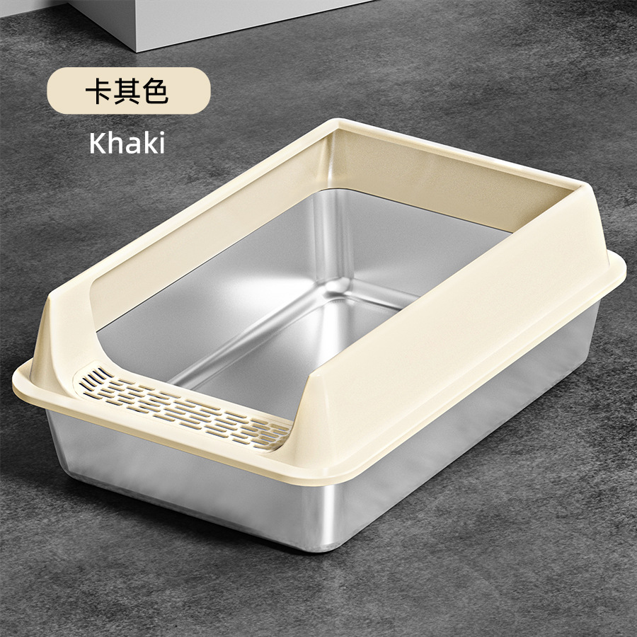 Caja de arena para gatos semicerrada de gran tamaño, cerca de elevación de acero inoxidable, baño para gatos de gran espacio, antisalpicaduras externas, lavabo de heces para gatos al por mayor