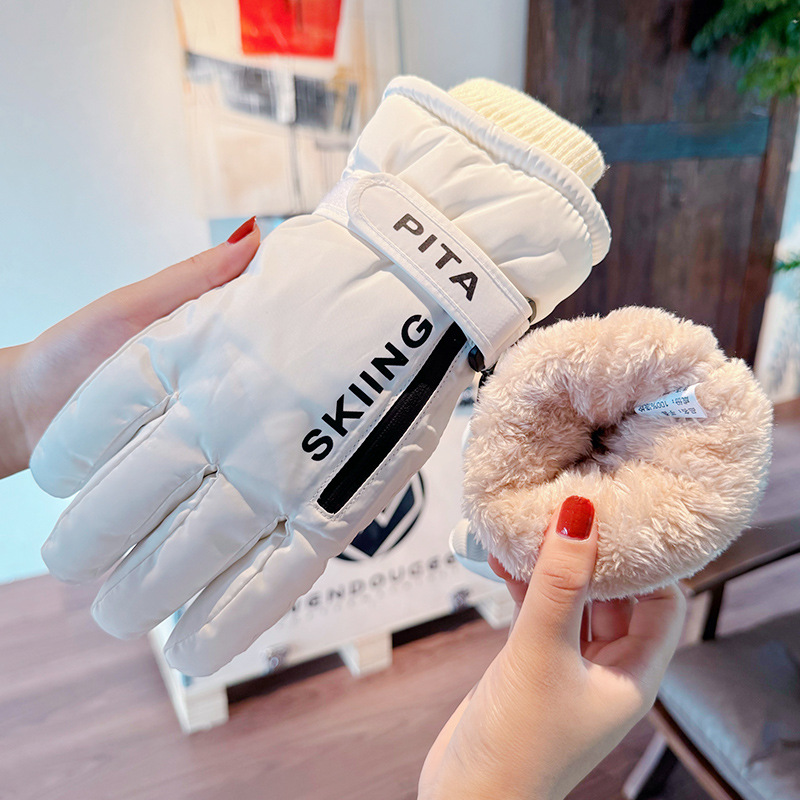 Guantes de invierno para hombre, frío y cálido, más terciopelo, batería de ciclismo al aire libre, parabrisas, antideslizante, guantes de nieve para mujer