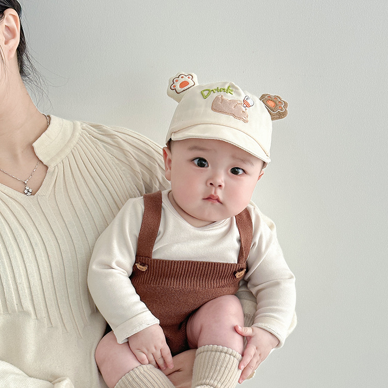 Sombreros para bebés primavera y otoño delgados sombreros de protección solar lindos gorras de lengua de ultra-flexible para hombres y mujeres bebés pequeños meses sombreros de béisbol verano