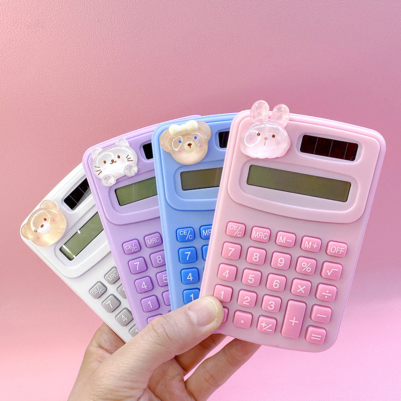 Calculadora de dibujos animados adorable mini portable estudiantes de oficina macarón colorido computadora de alto valor al por mayor