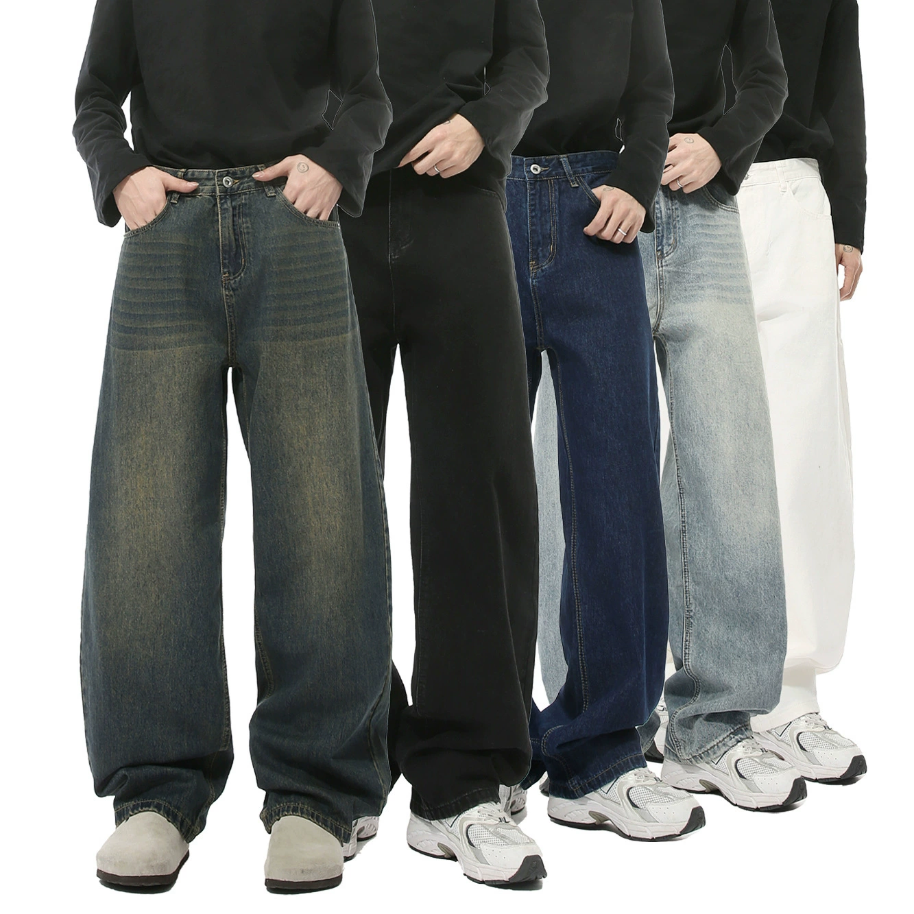 MTLCLOTHES Мужская одежда | Four Seasons New корейская версия простой широконожный стерео мачете стирание джинсы повседневная волна