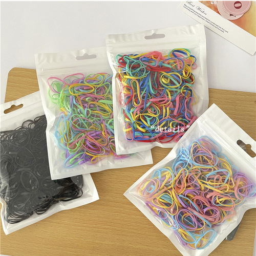 Bag of colorful disposable rubber bands with high elasticity and strong pull, non-stop elastic bands for girls, hair ties and basic hair accessories