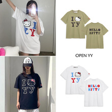 clotty team边伯贤同款韩国小众OPEN YY联名款宽松短袖T恤上衣女