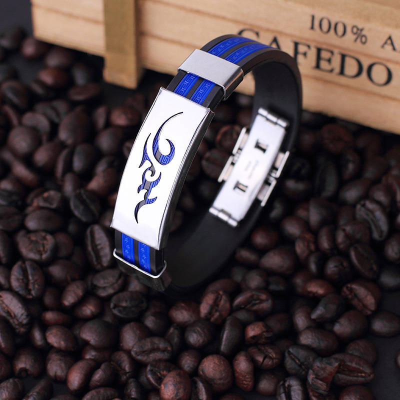 Personalidad coreana de acero de titanio nubes de fuego llama gran muralla pulsera de silicona hombre moda pulsera de acero inoxidable al por mayor