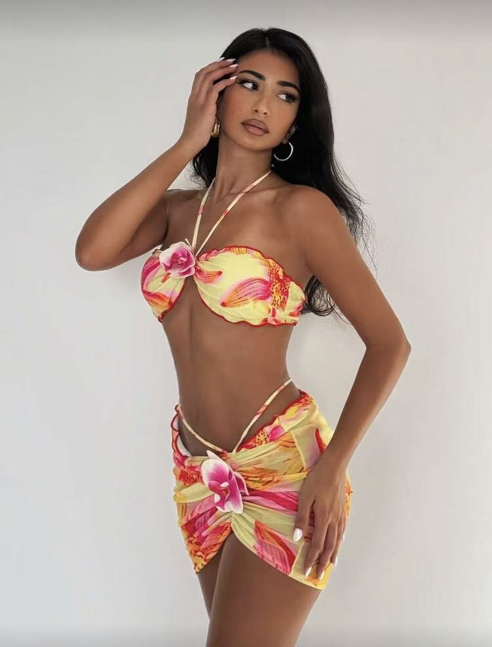 Women's Three Piece Bikini Set Triangle Style Sexy Swimwear_voghion.com
