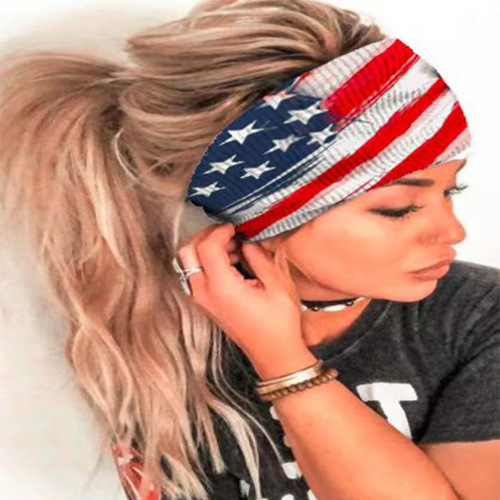 European and American Headscarf Women's Summer New 2024 Fashion Print Elastic Sports Headband Yoga Wide Headband