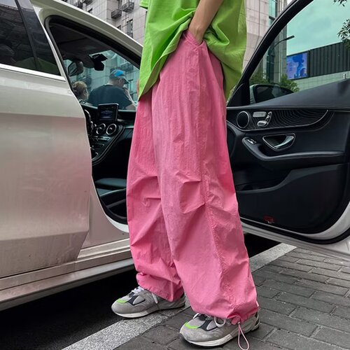 Colorful thin-fitting casual straight-leg long pants for men, trendy hip-hop street style couple wide-leg pants for youth, spring and autumn wear