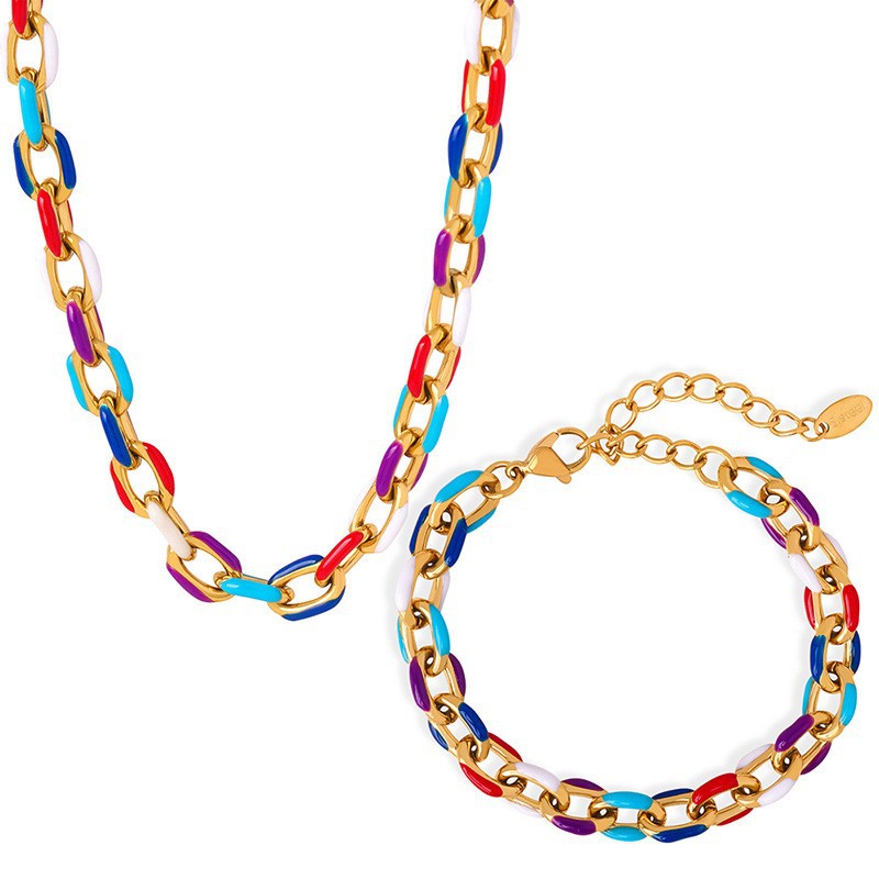 Collar de goteo de acero de titanio 18k de oro real galvanizado no se desvanece mujeres Europa y América moda transfronteriza collar de goteo de color