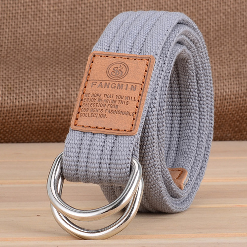Korean version of 20 colors universal canvas belt for men and women, casual business jeans, double ring buckle belt, outdoor braided style