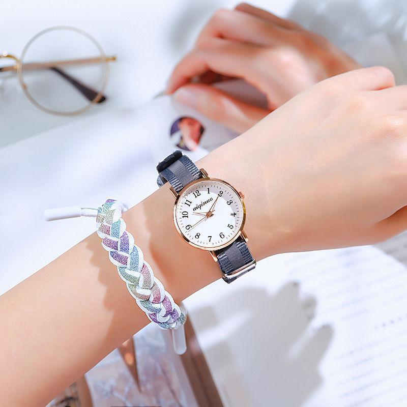 Nuevo Arco Iris correa de lona Campus Reloj simple Mori chica ins fresco todo-fósforo novias correa de lona reloj