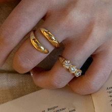 小红书爆款金色锆石戒指小众设计手饰轻奢高级感简约戒指一件代发